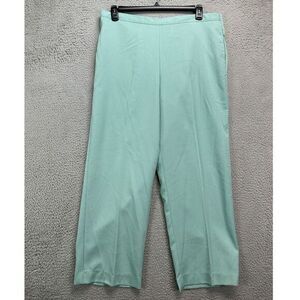 Alfred Dunner Ankle Pants Womens 16 Green Classic Fit Elastic Waist Wide-Leg NEW